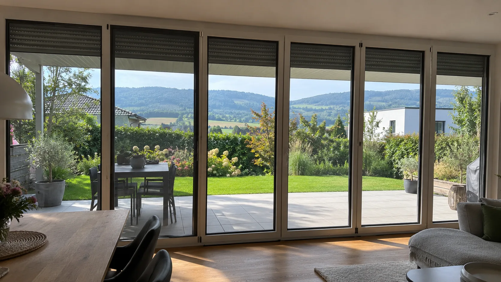 Beispielfoto: Fensterfront mit Blick in den Garten